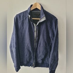 Banana Republic Mens Medium Heathered Herringbone Navy Sweater Jacket